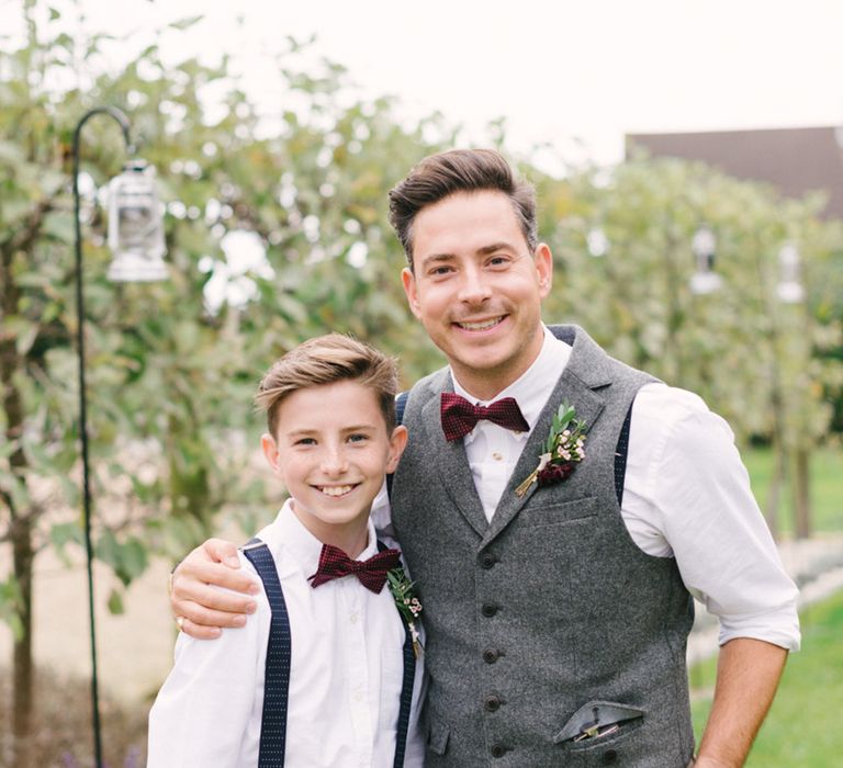 Groom In Tweed Waistcoat With Bowtie & Braces