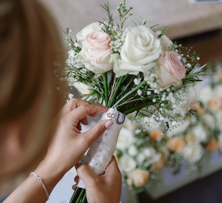 White & Pink Rose Wedding Bouquet | Natalie J Weddings Photography