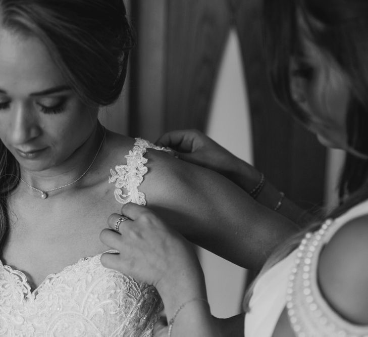 Bride Getting Ready in Naam Anat Bridal Gown | Natalie J Weddings Photography