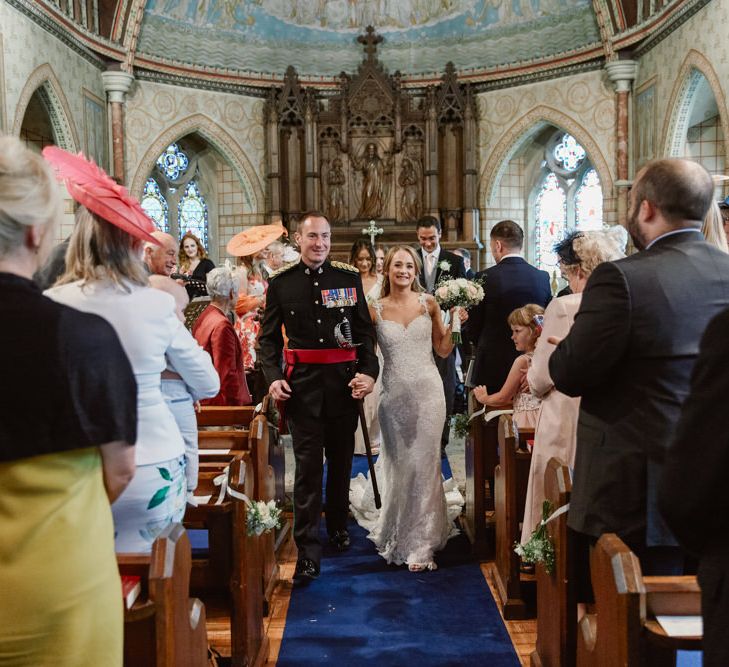 Church Wedding Ceremony | Bride in Naam Anat Bridal Gown | Groom in Military Uniform | Natalie J Weddings Photography