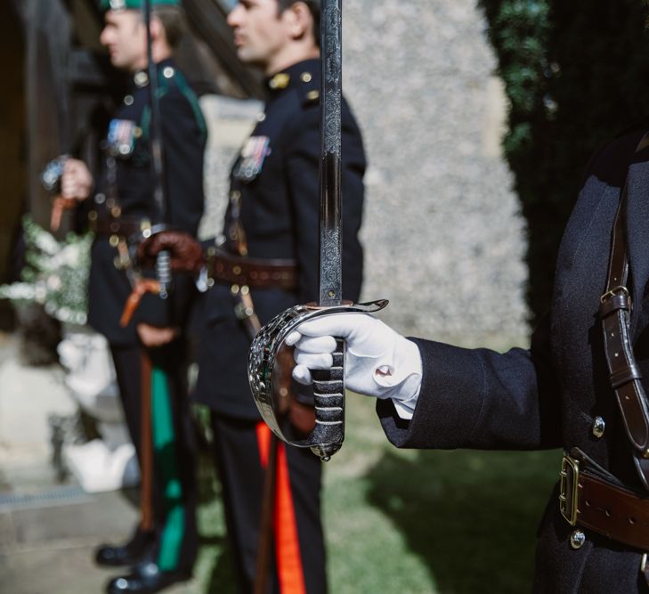 Military Salute | Church Wedding | Bride in Naam Anat Bridal Gown | Groom in Military Uniform | Natalie J Weddings Photography