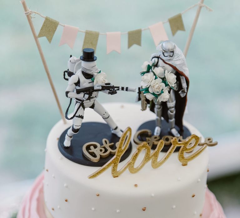 Star Wars Cake Topper | Pastel Pink Marquee Wedding | Natalie J Weddings Photography