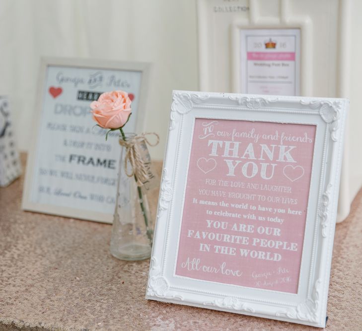 Thank You Wedding Sign | Pastel Pink Marquee Wedding | Natalie J Weddings Photography