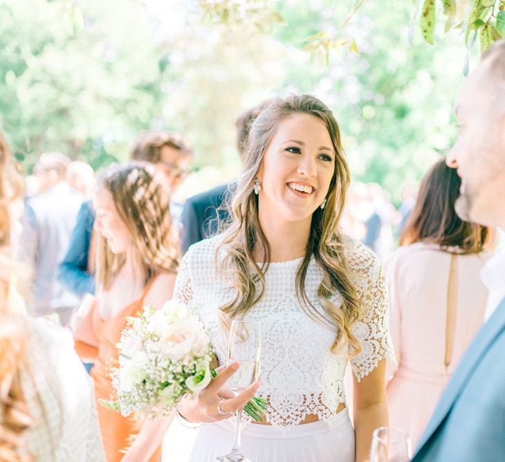 Bridesmaid in White ASOS Pleated Skirt & Lace New Look Top