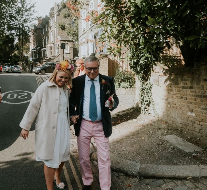 Bride & Dad Walking To Wedding Ceremony