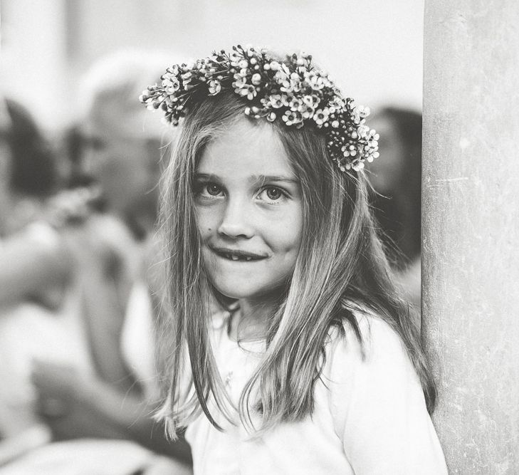 Adorable Flower Girl With Wax Flower Crown