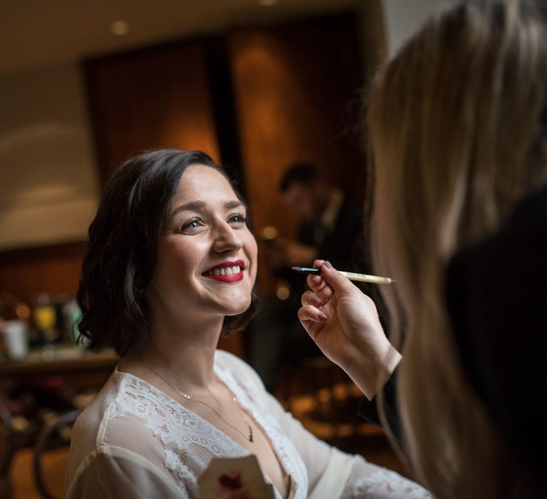 Bridal Makeup | Vintage Wedding at The Asylum & Town hall Hotel London | Kevin Fern Photography