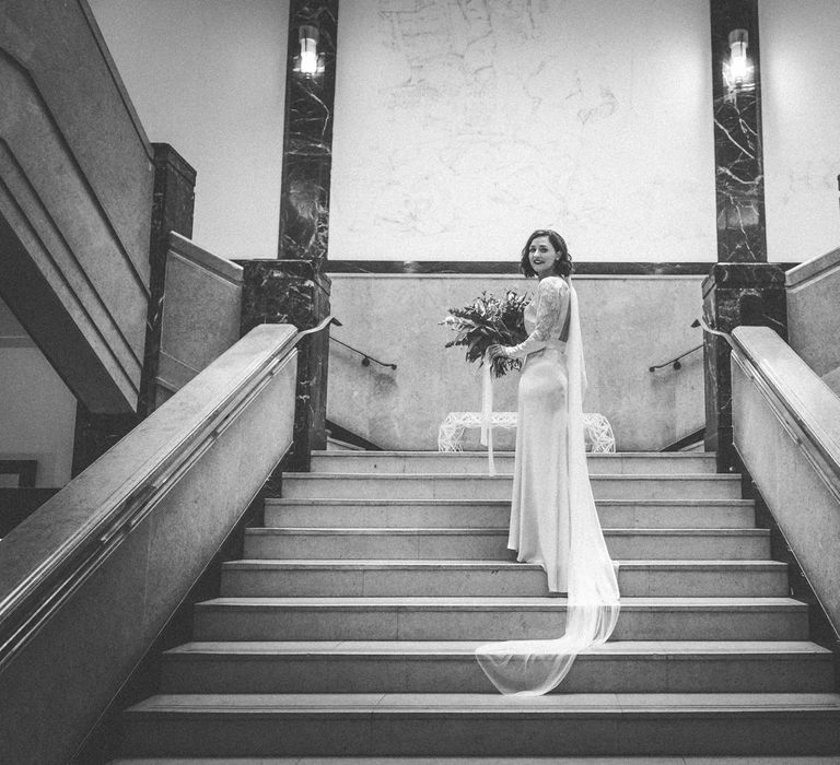 Bride in Story of My Dress Bridal Gown | Vintage Wedding at The Asylum & Town hall Hotel London | Kevin Fern Photography