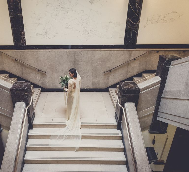 Bride in Story of My Dress Bridal Gown | Vintage Wedding at The Asylum & Town hall Hotel London | Kevin Fern Photography