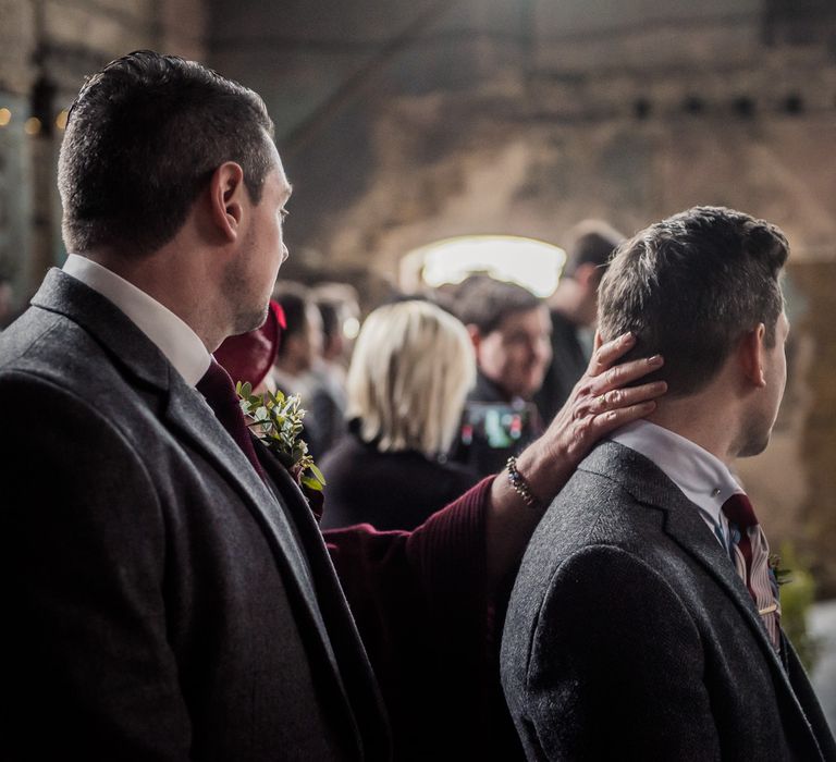 Groom in Navy Suits from Tom James Tailors | Vintage Wedding at The Asylum & Town hall Hotel London | Kevin Fern Photography