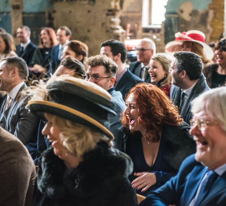 Wedding Ceremony | Wedding Guests | Vintage Wedding at The Asylum & Town hall Hotel London | Kevin Fern Photography