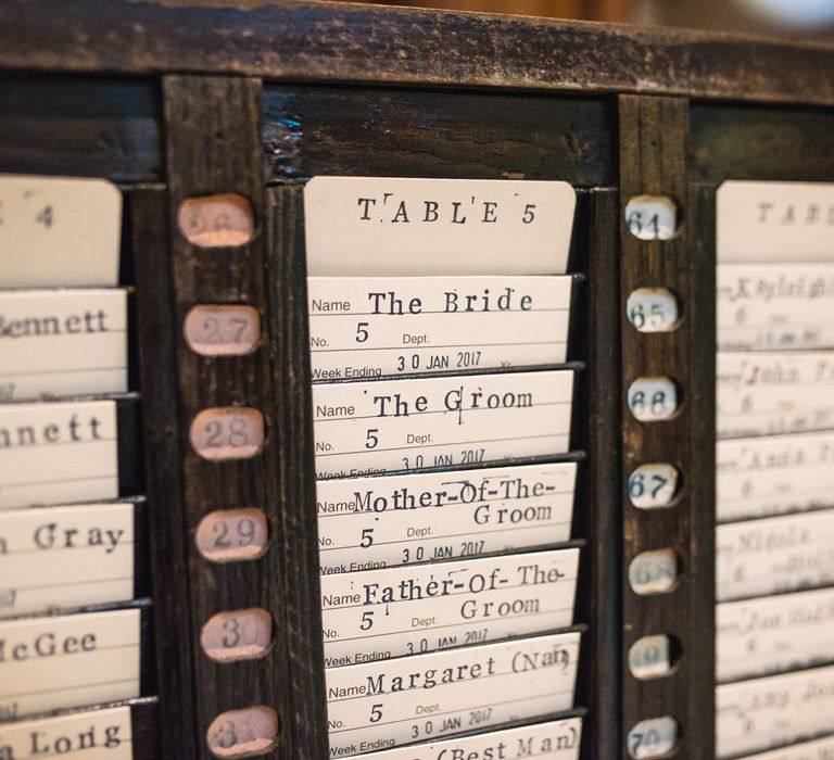 Table Plan | Vintage Wedding at The Asylum & Town hall Hotel London | Kevin Fern Photography