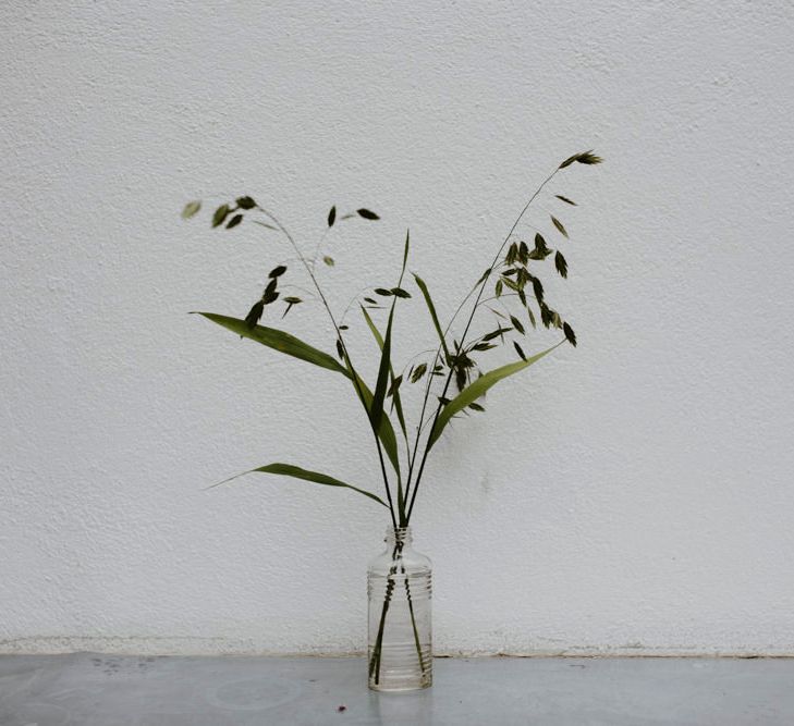 Flower Stems in Glass Bottles