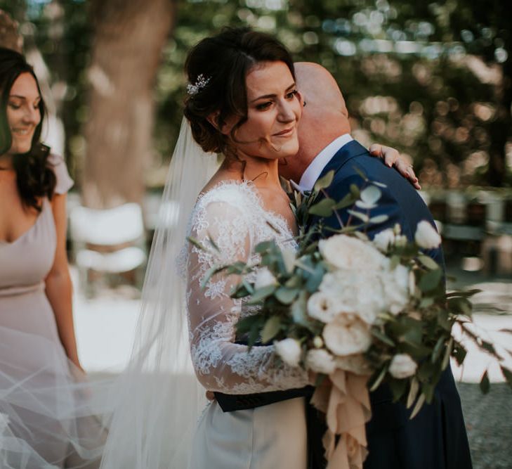 Bridal Entrance in Long Lace Sleeve Gown from Morgan Davies | D&A Photography | Ben Walton Films