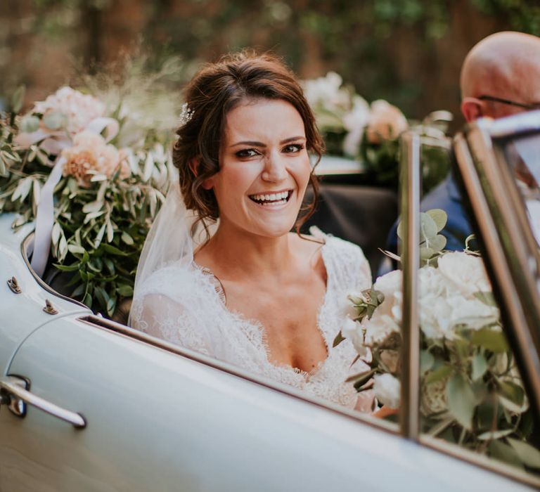 Bridal Entrance in Long Lace Sleeve Gown from Morgan Davies | D&A Photography | Ben Walton Films