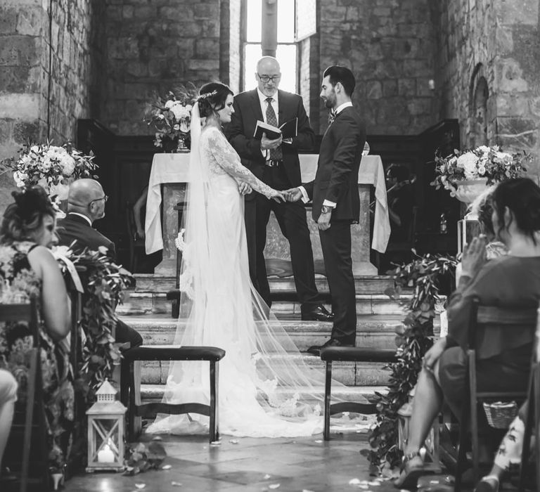 Church Wedding Ceremony | Bride in Morgan Davies Gown | Groom in Suit Supply | D&A Photography | Ben Walton Films