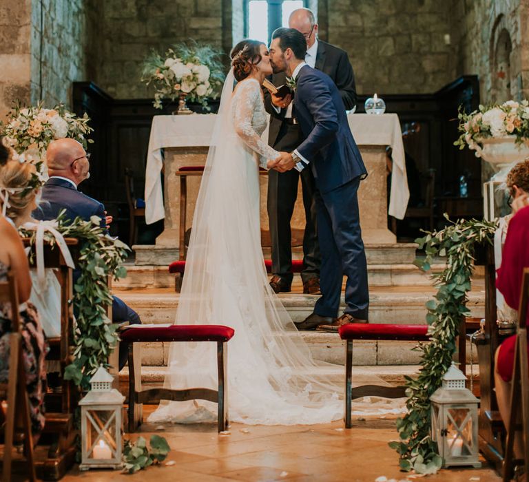 Church Wedding Ceremony | Bride in Morgan Davies Gown | Groom in Suit Supply | D&A Photography | Ben Walton Films