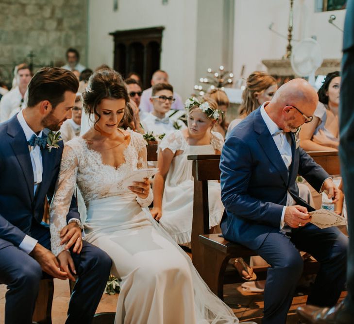 Church Wedding Ceremony | Bride in Morgan Davies Gown | Groom in Suit Supply | D&A Photography | Ben Walton Films