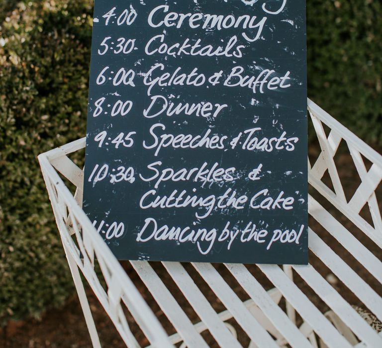 Chalkboard Wedding Sign | Tuscan Wedding Planned by Romeo & Juliet Weddings | D&A Photography | Ben Walton Films