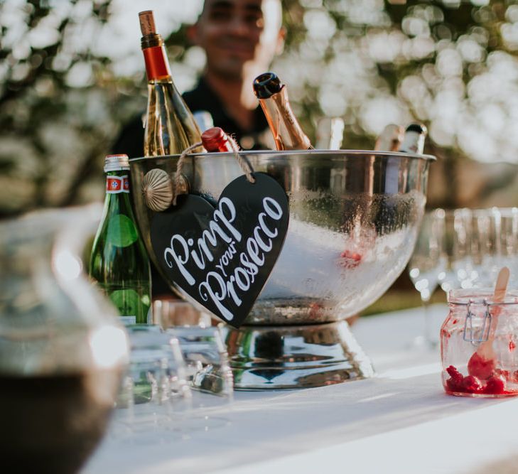 Pimp Your Prosecco Station | Tuscan Wedding Planned by Romeo & Juliet Weddings | D&A Photography | Ben Walton Films