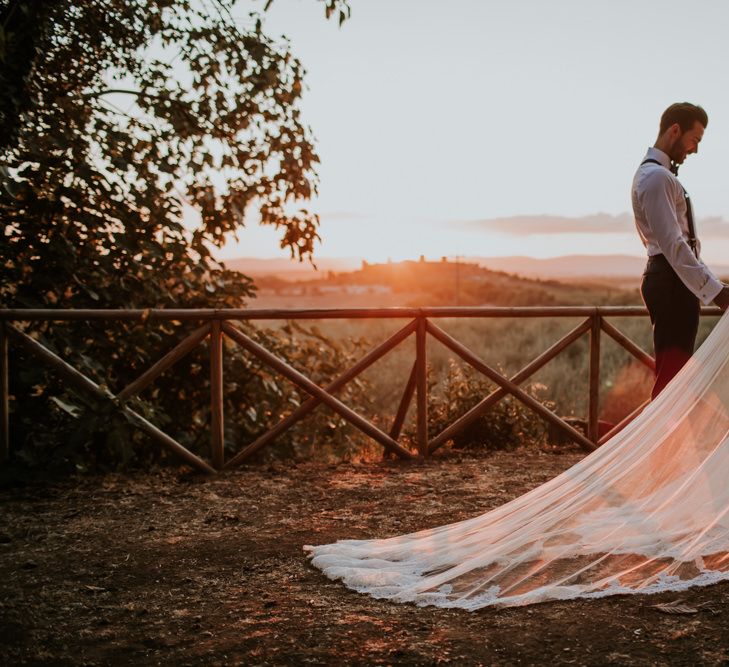 Golden Hour | Bride in Morgan Davies Gown | Groom in Suit Supply | D&A Photography | Ben Walton Films