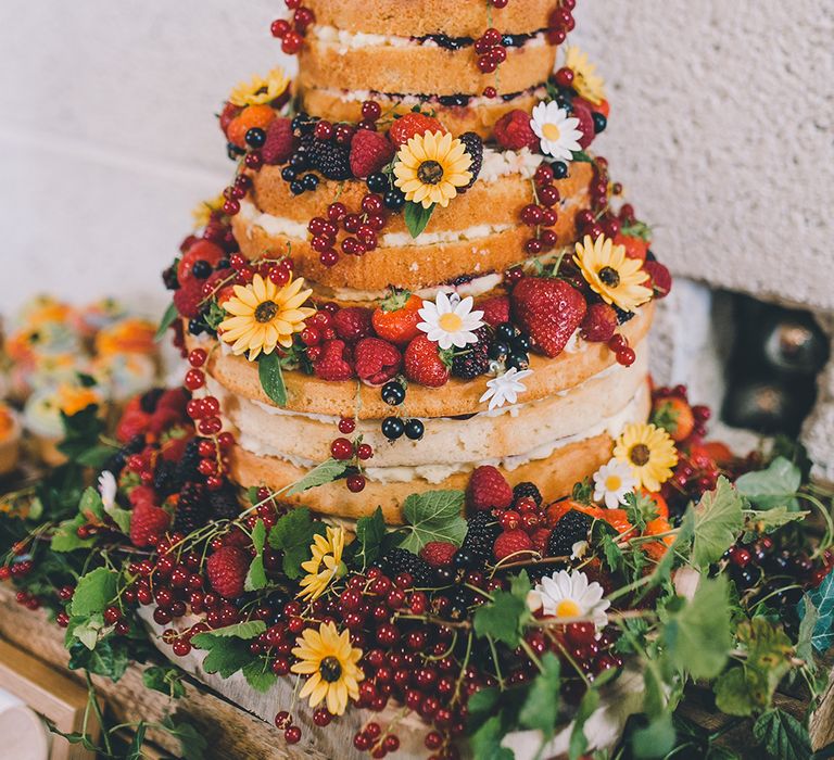 Naked Wedding Cake With Fresh Fruit // Image by Story + Colour