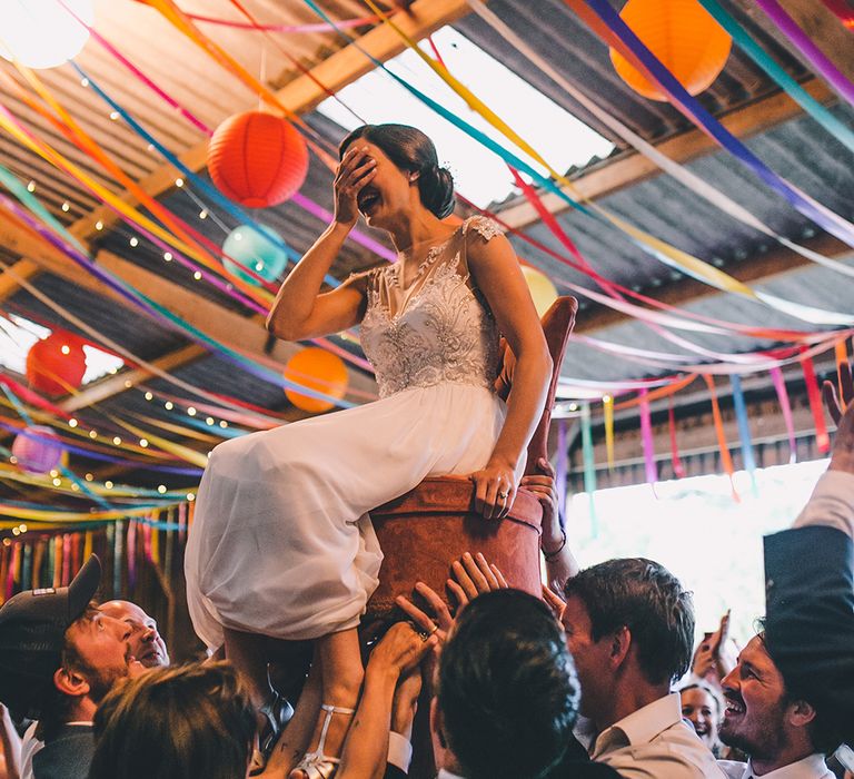 Outdoor Summer Wedding With Bright Colour Scheme With Colourful Homemade Decor And Images From Story + Colour Photography