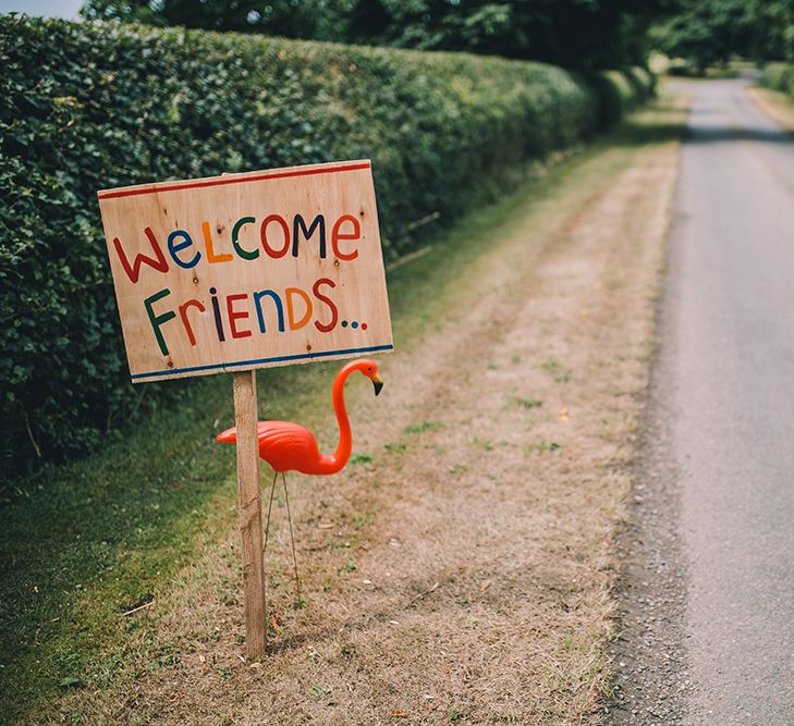 Colourful Welcome Sign For Wedding // Image By Story + Colour