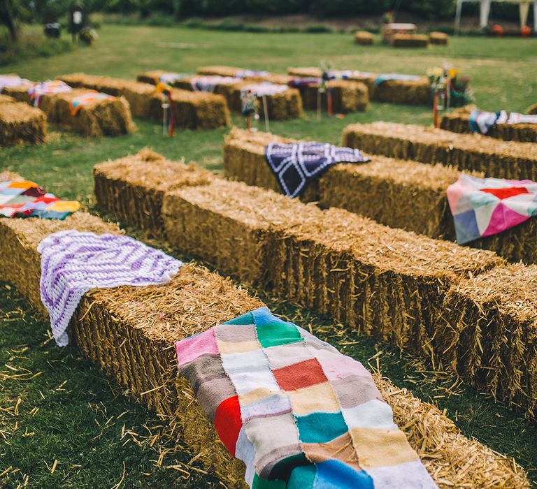 Haybale Seating For Outdoor Summer Wedding // Image By Story + Colour