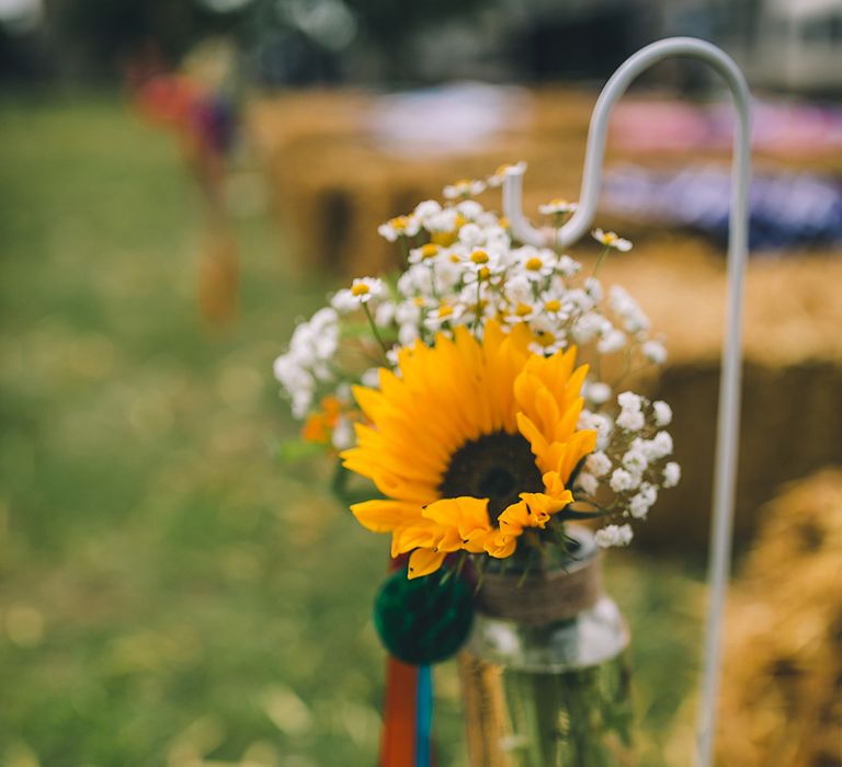 Sunflower Chair Backs For Wedding // Image By Story + Colour