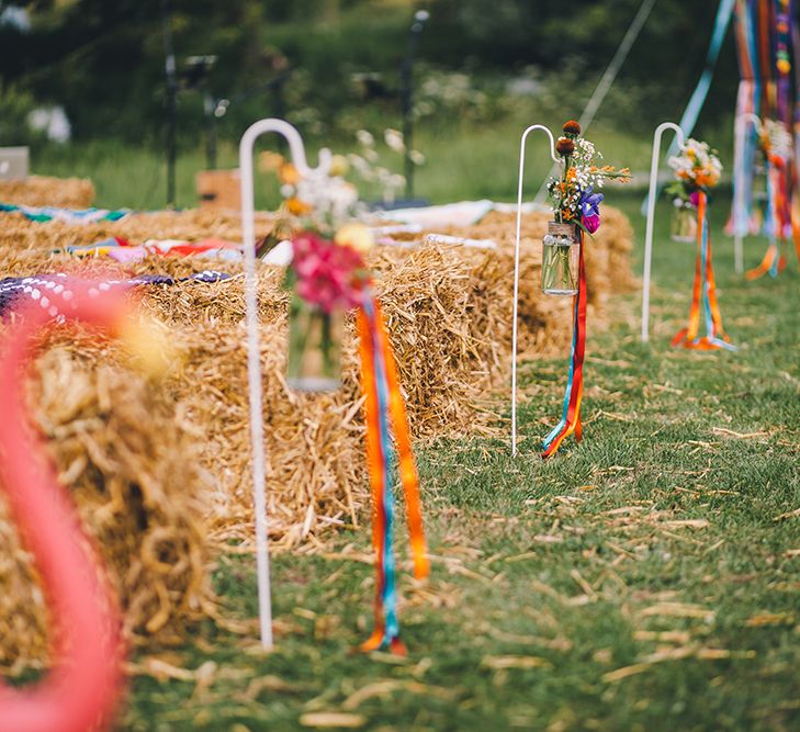 Haybale Seating For Outdoor Summer Wedding // Image By Story + Colour