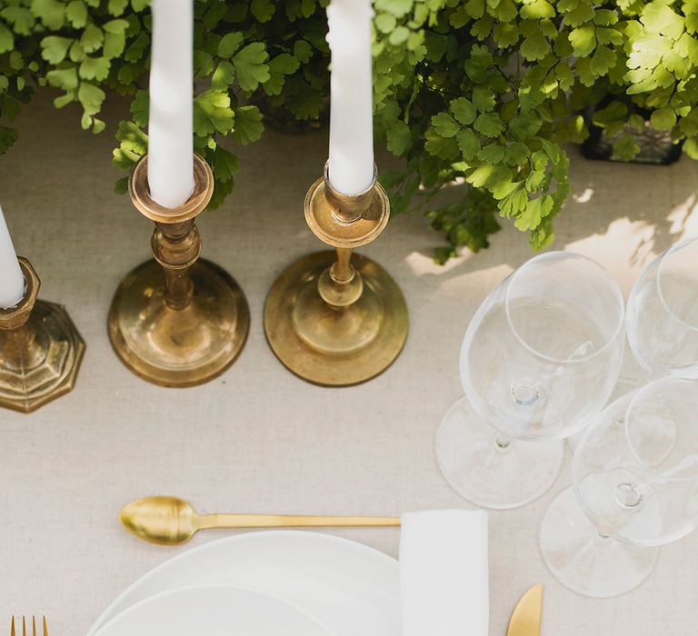 Gold Table Ware & Calligraphy Stationery | Greenery on the French Riviera | Purewhite Photography | D'amour et de deco Styling