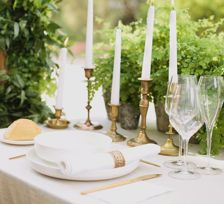 Gold Candle Sticks | Greenery on the French Riviera | Purewhite Photography | D'amour et de deco Styling