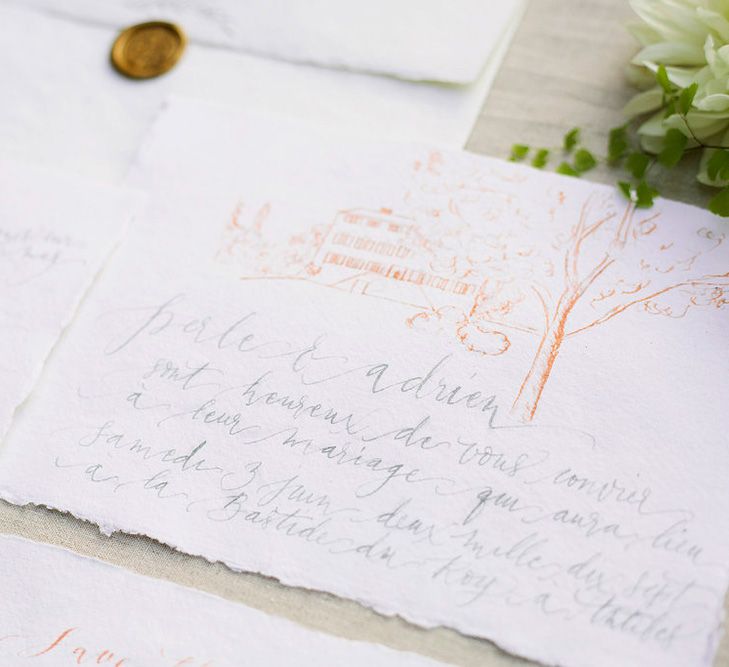 Nice Plume Calligraphy Wedding Stationery Suite