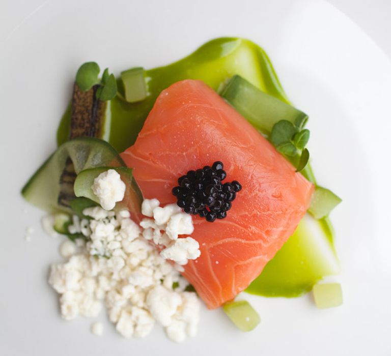 Wedding Salmon // Wedding Venue For Foodies Hampton Manor Hampton In Arden // Exclusive Use Wedding Venue With Michelin Star Restaurant Food Lovers Wedding