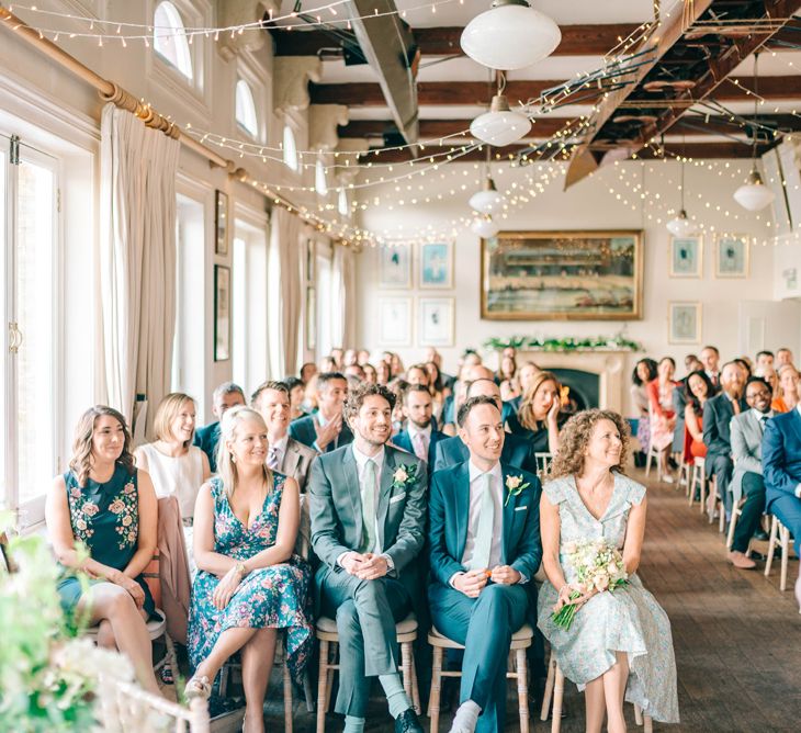 Vegan Wedding Reception With Bride In 50s Style Dress At The London Rowing Club With Charity Flowers & Images by Matt Ethan Photography