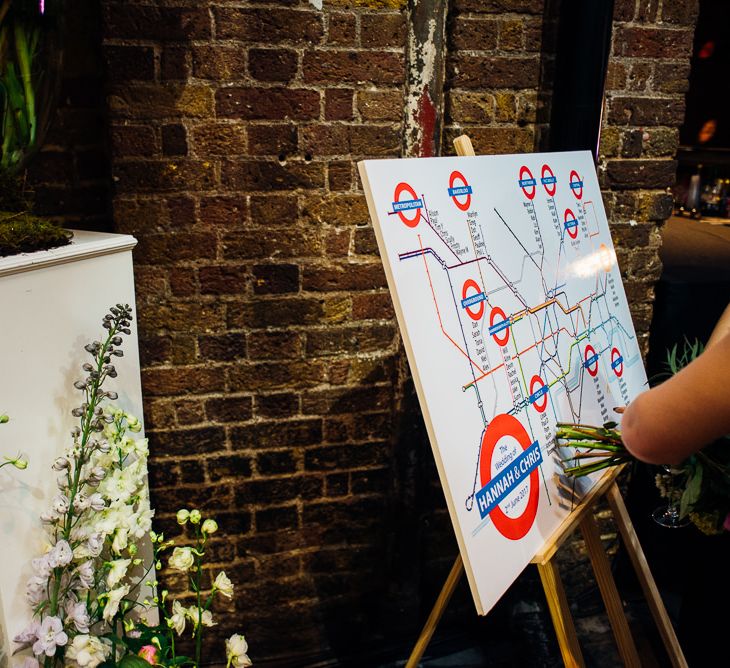 London Underground Map Table Plan | Urban Wedding at Village Underground, London | Marianne Chua Photography