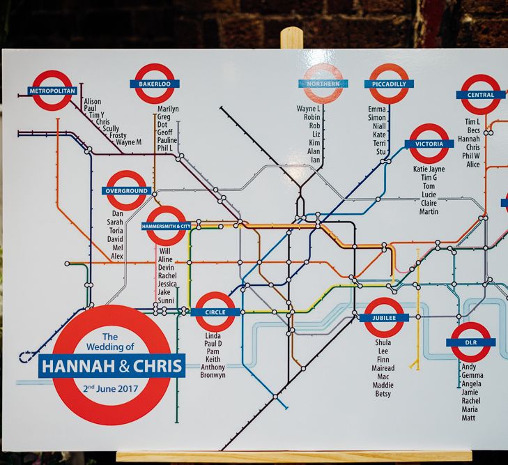 London Underground Map Table Plan | Urban Wedding at Village Underground, London | Marianne Chua Photography