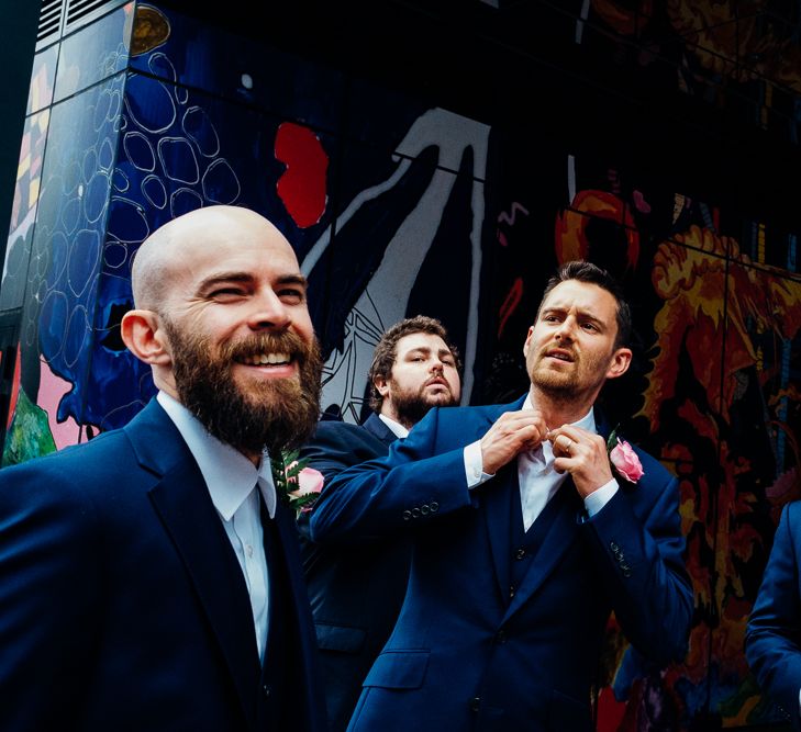 Groomsmen in Navy Yardsmen Suits | Urban Wedding at Village Underground, London | Marianne Chua Photography