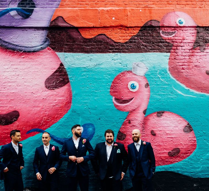 Groomsmen in Navy Yardsmen Suits | Urban Wedding at Village Underground, London | Marianne Chua Photography