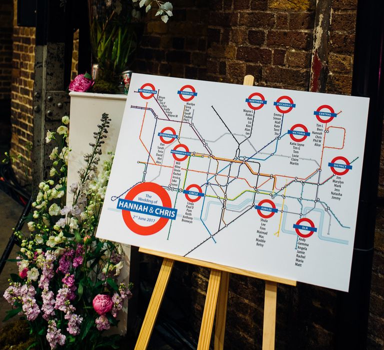 London Underground Map Table Plan | Urban Wedding at Village Underground, London | Marianne Chua Photography