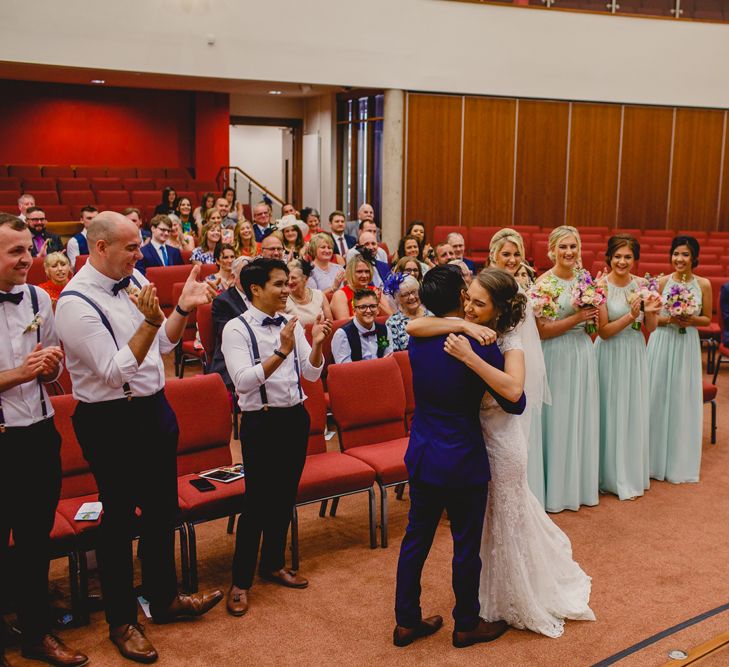 Religious Wedding Ceremony | Bride in Lace Dress | Groom in Navy Suit | Navyblur Photography | Cinematic Tide Films