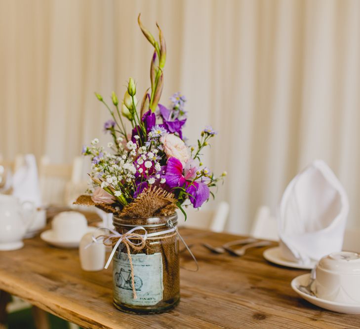 Flowers in Jars Wedding Decor | Navyblur Photography | Cinematic Tide Films