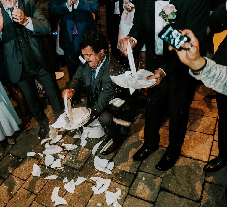 Greek Plate Smashing | Super Luxe Greek Wedding at The Cipriani in Venice | Bridgwood Wedding Photography