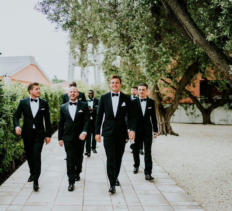 Groomsmen in Black Tie | Super Luxe Greek Wedding at The Cipriani in Venice | Bridgwood Wedding Photography