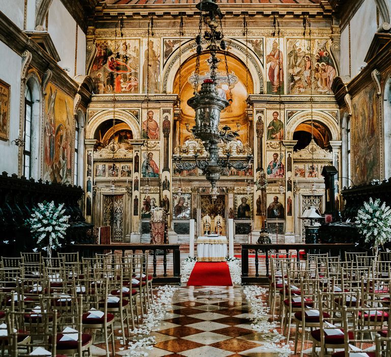 Greek Orthodox Church | Super Luxe Greek Wedding at The Cipriani in Venice | Bridgwood Wedding Photography