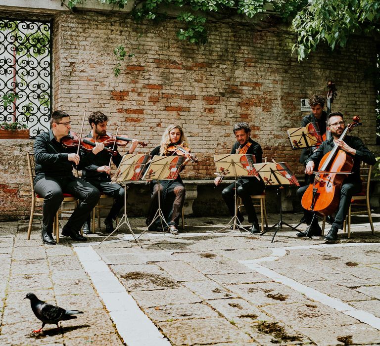 String Quartet | Super Luxe Greek Wedding at The Cipriani in Venice | Bridgwood Wedding Photography