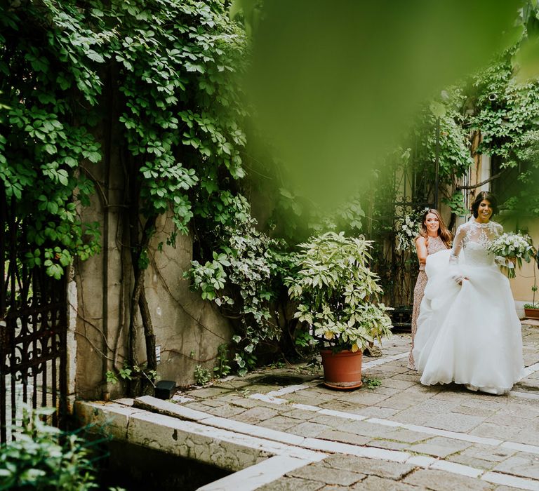 Bride in Romona Keveza Gown | Father of the Bride in Black Tuxedo | Super Luxe Greek Wedding at The Cipriani in Venice | Bridgwood Wedding Photography