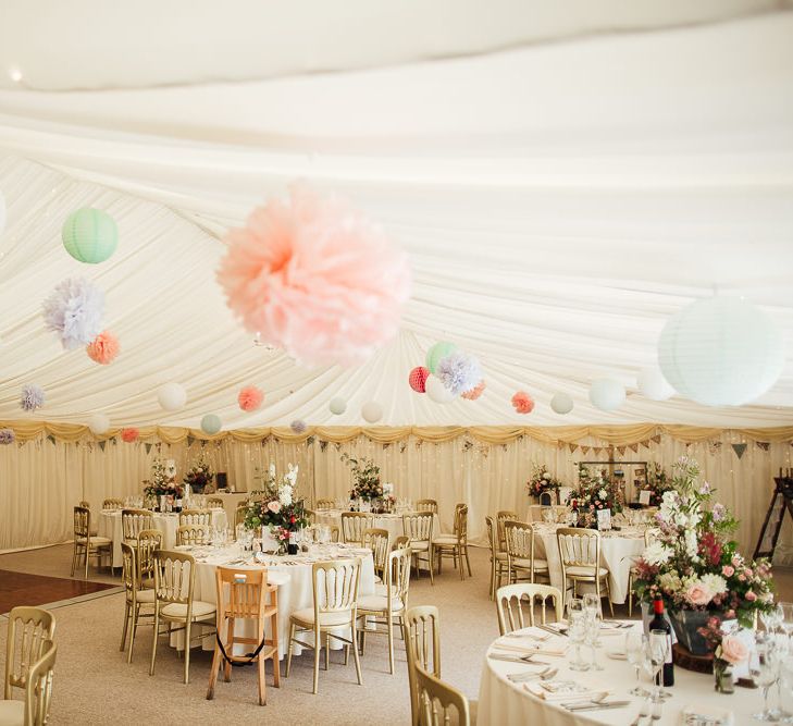 Pastel Marquee Reception at Hedingham Castle, Essex