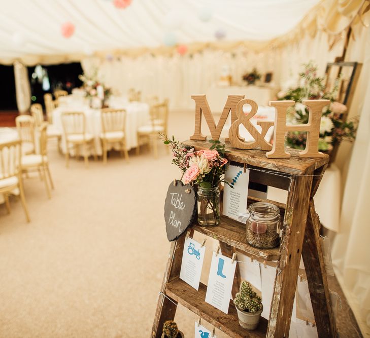 Vintage Step Ladder & Jam Jar Wedding Decor